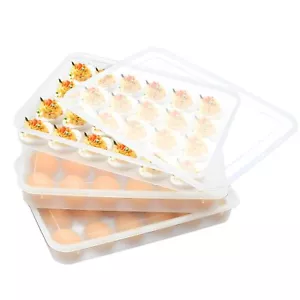 3 Pack Deviled Egg Containers with Lid for 72 EggsStackable Deviled Egg Carri... - Picture 1 of 7