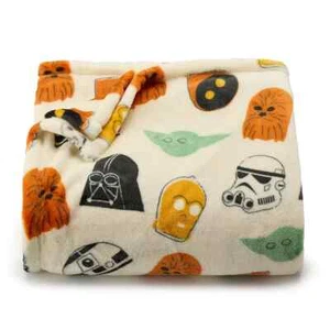 NEW STAR WARS HEADS PLUSH SOFT THROW BLANKET THE BIG ONE 5X6 FT CHEWBACCA, VADER - Picture 1 of 3