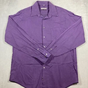 Geoffrey Beene Mens Button Shirt Size 16.5 36/37 Plum Purple - Picture 1 of 7