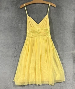 Maggy London 100% Silk Yellow Tie Belt Holiday Party Formal Dress Chiffon Sz 6P - Picture 1 of 8
