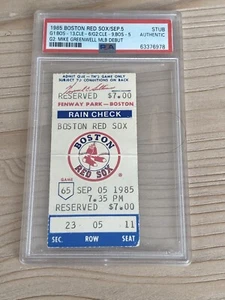 Boleto debut Mike Greenwell MLB 1985 PSA 9/5 Red Sox - Imagen 1 de 2