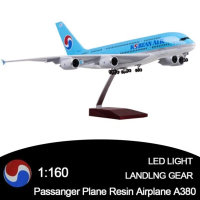 1/160 KOREAN Airlines Airbus 380 Airplane Model Diecast Aircraft LED Light&Stand - Image 1 of 4