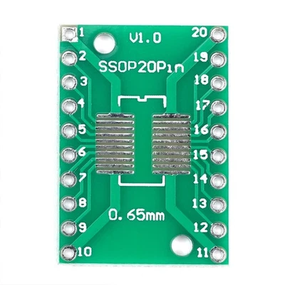 SMD Breakout Adapter für SOP20 / SSOP20 / TSSOP20, 20 Pin, 0,65mm / 1,27mm - Bild 1 von 2