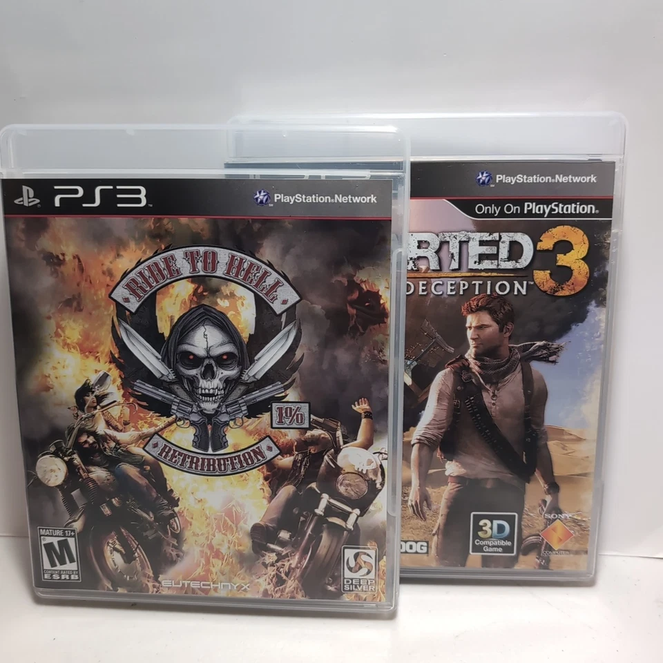 Ride to Hell Retribution And Uncharted 3 - Paquete Sony PlayStation 3 PS3 Foto 1 de 4