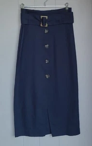 SUSSAN linen cotton teal blue paperbag skirt with belt Size 6 - Picture 1 of 9