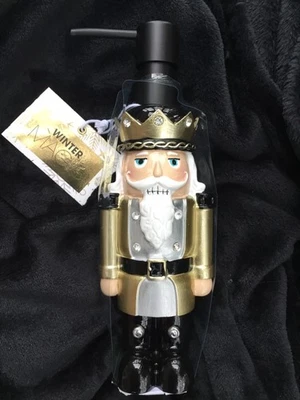 Nutcracker Soap Dispenser w/ Exquisite Decor Details- Gold & Silver-Gorgeous! - Image 1 of 4
