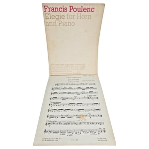 Francis Poulenc Elegie for Horn and Piano Sheet Music Score England 1958 Vintage - Picture 1 of 8