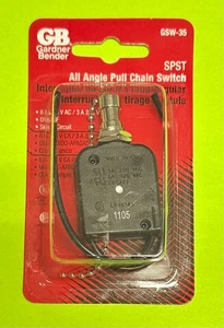 GARDNER BENDER GB GSW-35 PULL CHAIN SWITCH SPST ON-OFF 6A 125V 3A 250V AC - Picture 1 of 4
