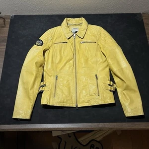 Harley Davidson Leather Jacket Limited Edition Goatskin Golden Yellow Bumble Bee - Picture 1 of 13