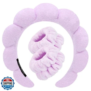 Spa Headbands for Washing Face Wristband Set Sponge Makeup Skincare Headband  - Picture 1 of 5