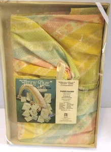 Vintage "Teddy Time" Collection Diaper Stacker Pink Yellow Green Blue NEW - Picture 1 of 5