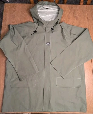 Helly Hansen мужской размер большой дождевик винтажный зеленый капюшон водонепроницаемая куртка - Изображение 1 из 4