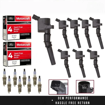 8Set OEM Motorcraft Ignition Coil DG508 &Spark Plug SP479 For Ford F150 4.6 5.4L - Image 1 of 3