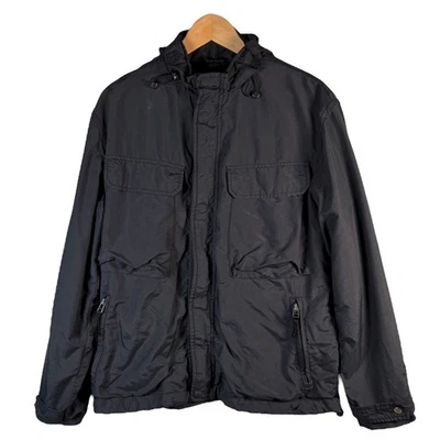 Chaqueta cortavientos American Eagle Outfitters para hombre S negra de nailon con capucha y cremallera Foto 1 de 4