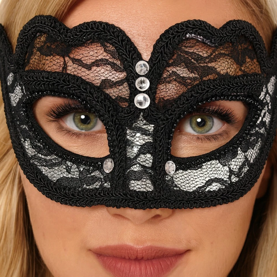 Máscara facial de encaje plateado Disfraz de Halloween Fiesta Mascarada Elegante Bruja Foto 1 de 1