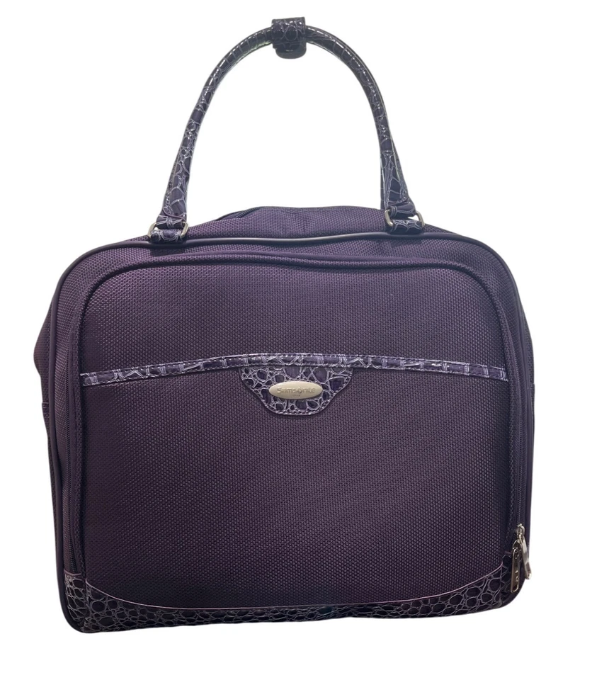 Samsonite Purple Wheeled Carry-On Travel Roller Bag Suitcase Briefcase Rolling - Image 1 of 4