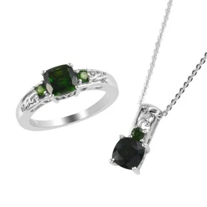 2.15ctw Chrome Set Size 6 Ring & 20" Necklace Platinum Plated Sterling Silver - Picture 1 of 7