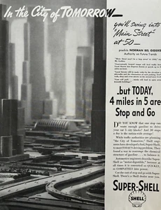 1937 Super Shell Oil City Of Tomorrow Norman Bel Geddes Vintage Print Ad - Picture 1 of 1