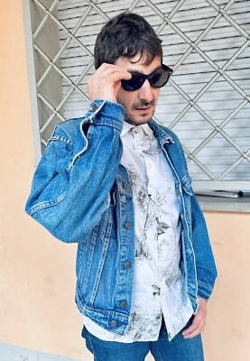 Valentino Jeans Vintage Hombre’s Azul Chaqueta Algodón Denim Botones Años 90 ... - Imagen 1 de 4