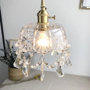 Vintage Flower Glass Shade Chandelier Lamp Fixture Modern Ceiling Pendant Light - Picture 1 of 11