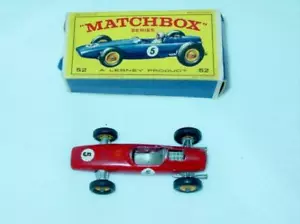 Vintage LESNEY Matchbox : BRM Lotus Race Car #5 (Rare RED) w/E3 BOX #52 - Picture 1 of 9