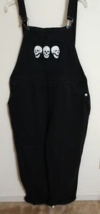 Shein Bib Black Skull Overalls Women's Size 1XL Coveralls Long Pants Cotton Blen - Picture 1 of 8