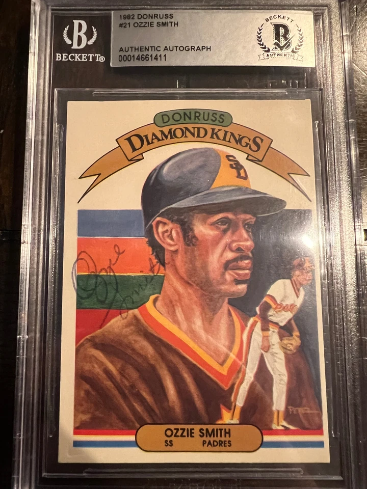Ozzie Smith 1982 Donruss Diamond Kings SIGNED AUTO #21 Padres HOF BAS - Image 1 of 1