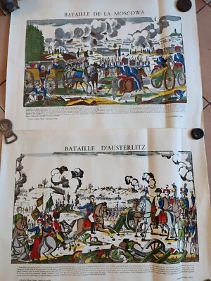 LOT 2 GRAVURES IMAGES D'EPINAL.MILITARIA.PAR GEORGIN.BATAILLE AUSTERLITZ/MOSCOWA - Photo 1/4