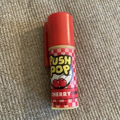 Vintage PUSH POP CANDY CHERRY By TOPPS 1991 Sealed Container 1990s Nostalgia - Image 1 of 4
