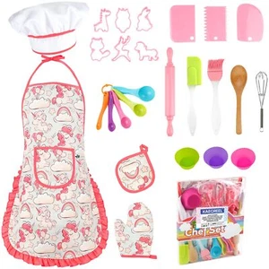 26-Piece Kids Baking Chef Set, Unicorn Apron, Mitt, Chef Hat - Picture 1 of 8