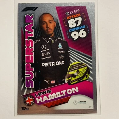 2022 TOPPS TURBO ATTAX FORMULA 1 LEWIS HAMILTON "SUPERSTAR" AMG MERCEDES #301 - Image 1 of 2