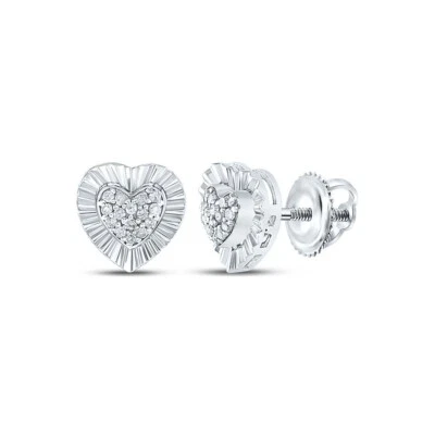 0.15 Ct Genuine Diamond Cluster Heart Stud Earrings in White Gold Plated Silver - Image 1 of 4