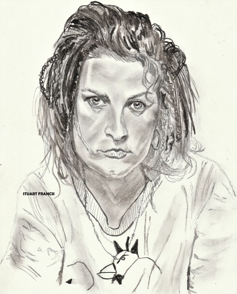 Lápiz Carbón Original Mia Zapata The Gits A4 Dibujo Retrato Foto 1 de 1