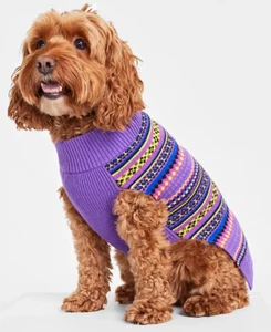 Holiday Lane Size XL Bright Stripe Fair Isle Pet Dog Knit Sweater in Purple 739 - Picture 1 of 8