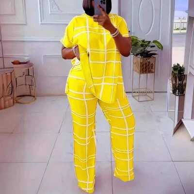 Conjuntos de manga corta de 2 piezas para mujer conjuntos a juego estampado de rayas conjuntos de dos piezas top P Foto 1 de 4