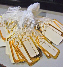 DIY Price Tags with string 100p Gold n White Pricing Easy Pricing Solution Tie
