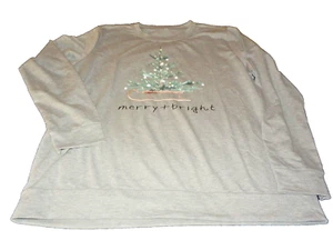 NEW Womens 2XL XXL Gray SWEATSHIRT Pine TREE Merry & Bright - Picture 1 of 3