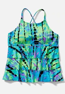 Justice Girl's Tie Dye Tiered Tankini Top New With Tags - Picture 1 of 4