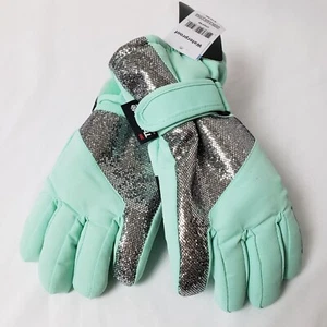 3M Thinsulate Girl's Silver Sequin Turquoise Gloves Youth Sz M NEW WITH TAGS!!! - Picture 1 of 4