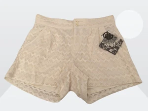 BeBop JKOU007040 Women's Ivory Elastic Waist Kerf Knit Lined Short Shorts Medium - Picture 1 of 10