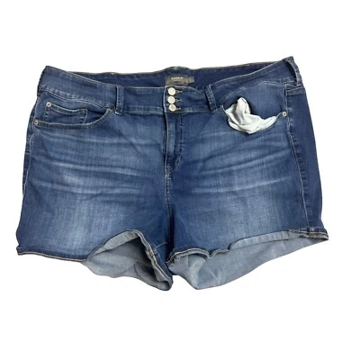 Torrid Denim Shorts Plus Size 26 Dark Wash Cuffed Hem Stretch - Image 1 of 4