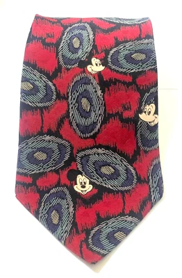 Corbata de Colección Walt Disney Para Hombre Mickey Mouse Rojo Verde Negro 100% Seda EE. UU. 60" Foto 1 de 4
