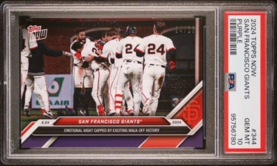 WILLIE MAYS #24 TRIBUTE GAME * PURPLE 24 of /25 * PSA 10 * 2024 TOPPS NOW #344 - Image 1 of 3