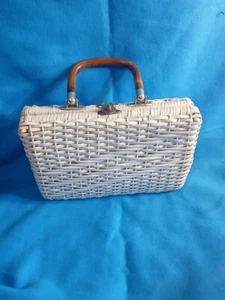 VINTAGE 60er 70er Korb Handtasche Geldbeutel Tasche Hippie Boho Mod Retro Hong Kong M24 - Bild 1 von 18