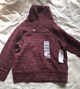 NWT Old Navy Boys Maroon Red Shawl Neck Long Sleeve Pullover Sweater Sz 18-24M - Picture 1 of 4