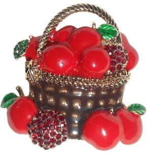 Broche Solapa Prendedor Cesta Manzana Tono Dorado DANA BUCHMAN Rojo Dorado Lupita HapaChico - Imagen 1 de 7