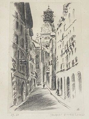 Très jolie gravure contre signée et numérotée 27/60 Jacques Deschamps XXème - Photo 1/4