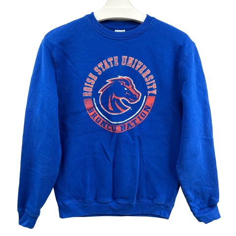 Boise State Broncos Sweatshirt Adult Small Blue Spellout Logo Pullover Cover