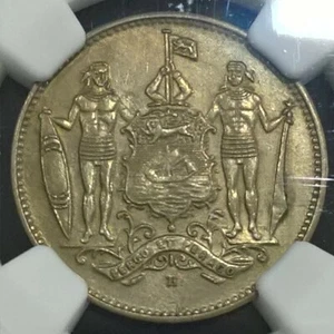 1938H British North Borneo 1 Cent NGC UNC Details - Picture 1 of 4