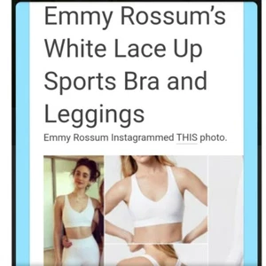 NWT White CARBON38 Lace-up Bra Top + Corset Seam 7/8 Leggings Matching Set $200 - Picture 1 of 10